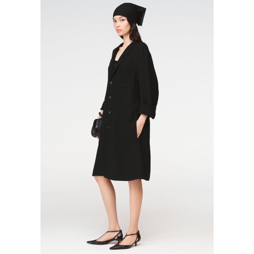 ZARA STEVEN MEISEL Shirt Dress Lightweight Coat Trench Jacket Black Size XS NWT - Picture 2 of 16